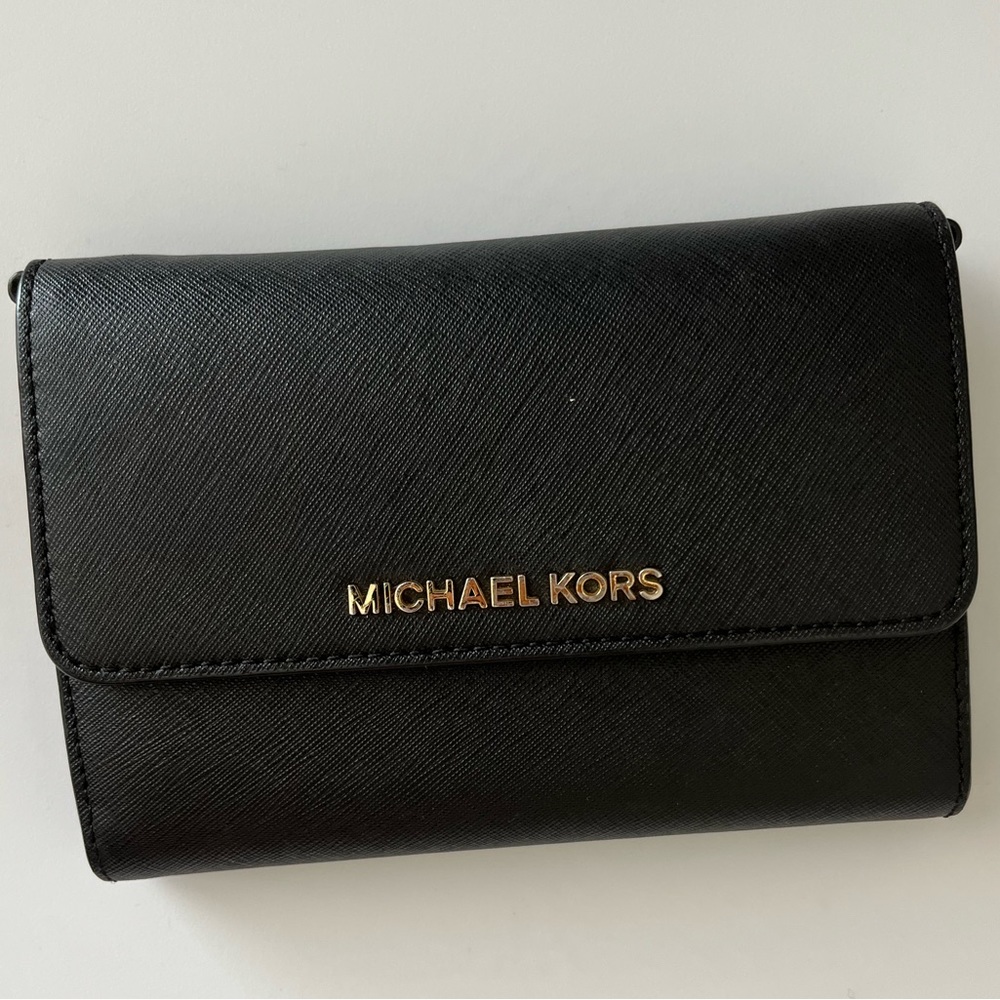Michael Kors small black Saffiano Leather Crossbody Bag